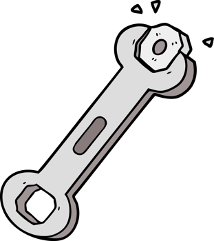 cartoon spanner turning nut png