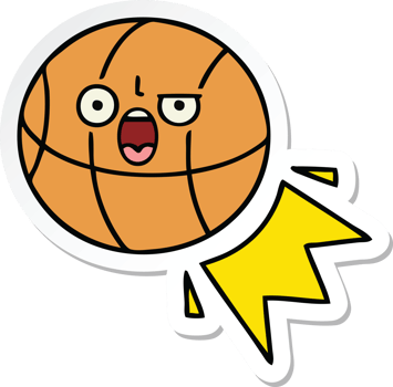 sticker of a cute cartoon basketball png