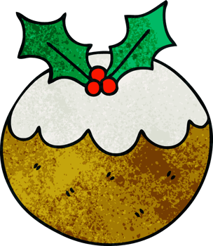 hand drawn quirky cartoon christmas pudding png