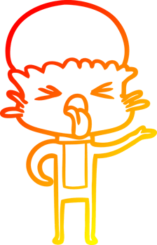 warm gradient line drawing of a disgusted cartoon alien png