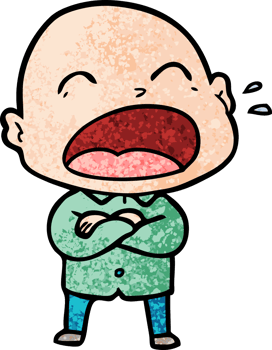 cartoon shouting bald man png