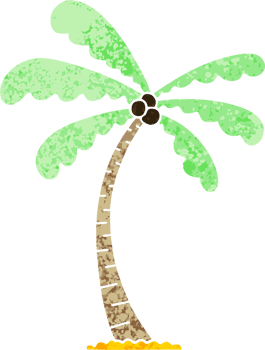 retro illustration style quirky cartoon palm tree png