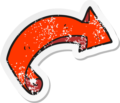 retro distressed sticker of a cartoon arrow png