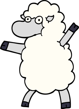 cartoon doodle sheep standing upright png