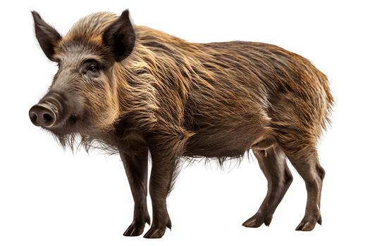 AI generated wild boar side view isolated on transparent background ,generative ai png