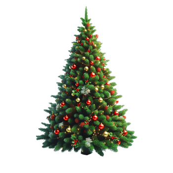 AI generated A vibrant Christmas tree with red and gold ornaments png