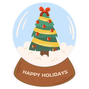 Snow globe with Christmas tree. Snow ball illustration vector