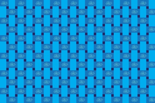 illustration line of flower on blue ribbon pattern with dark blue background. vector