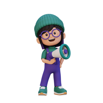 3D cute girl Character Holding a Megaphone png