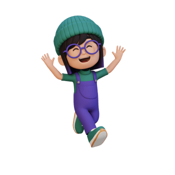 3D cute girl in jumping pose png