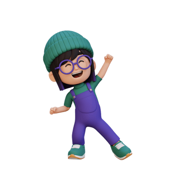 3D cute girl in happy pose png
