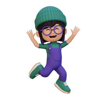 3D cute girl in jumping pose png