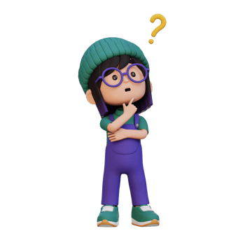 3D cute girl thinking clueless png