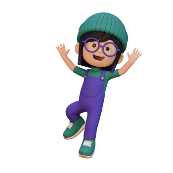 3D cute girl in jumping pose png