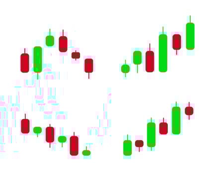 set of market trading candlestick patterns illustration vector