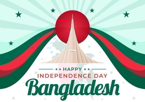 Happy Bangladesh Independence Day Vector Illustration on 26 March with Waving Flag and National Monument in Holiday Flat Cartoon Background