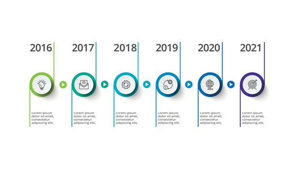 Timeline with 6 elements, infographic template for web, business, presentations, vector illustration
