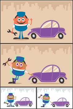 Auto Mechanic Cartoon Set vector