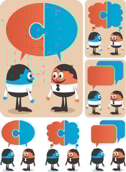 Cooperation Cartoon Set vector
