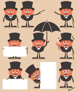 Gentleman Cartoon Set vector