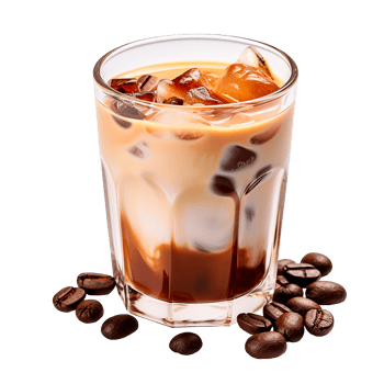 AI generated ice coffee. cocktail with cold coffee, milk and ice. isolated png
