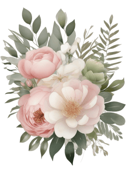 AI generated Free PNG Boho Wedding Bliss Beige Flowers Watercolor Clipart for Invitations, Generative Ai
