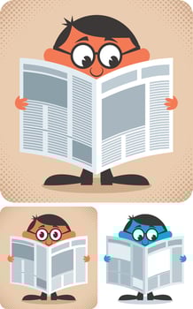Reading Newspaper Cartoon Set vector