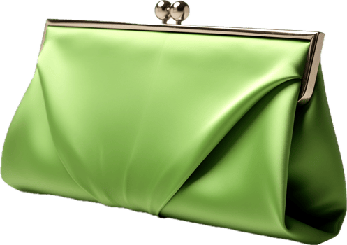 AI generated green clutch handbag png