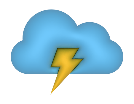 3d Cloud And Yellow Lightning on a transparent background png