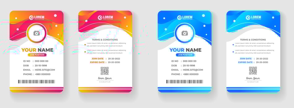 corporate business office id card design set with blue and yellow color. vector