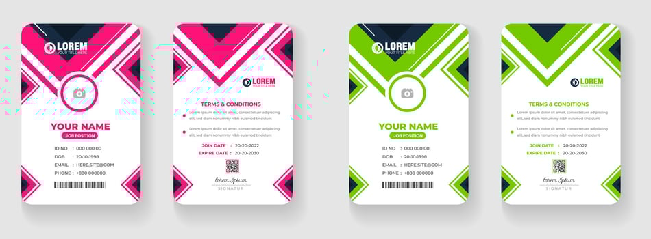 corporate business office id card design set with red and green color. vector