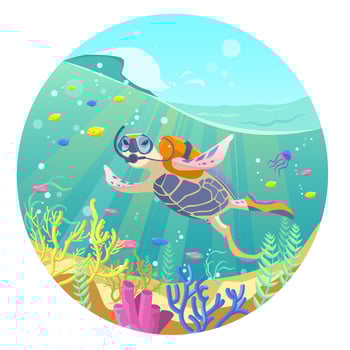 Turtle scuba diver vector