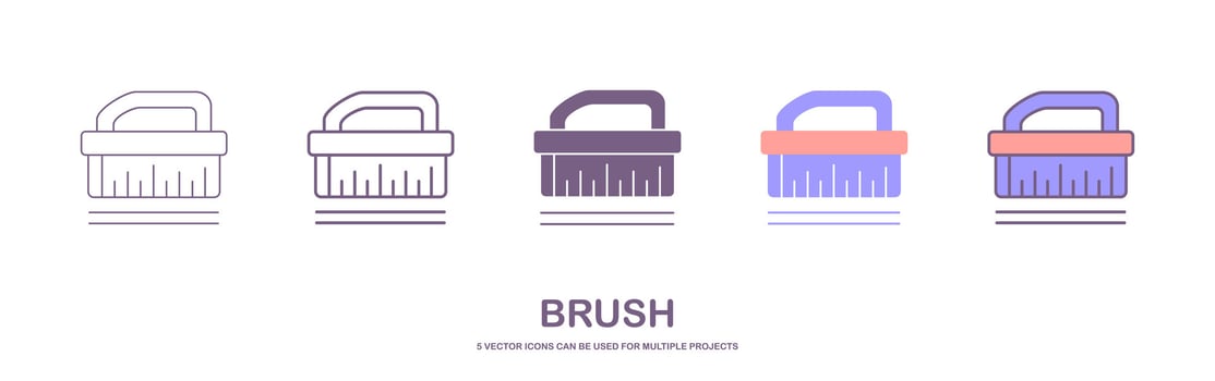 Set of multicolored toilet brush, stands for brushes isolated on white background. Household items. Household equipment for home and office. vector