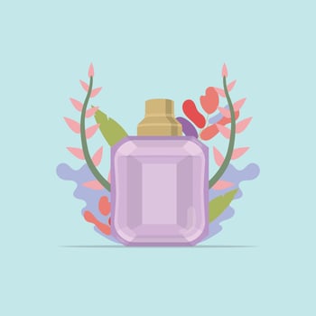 Isolated perfume bottle with natural leaves Vector illustration