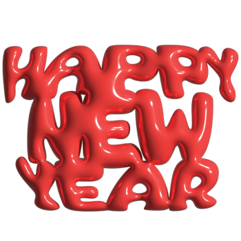 Happy new year 2024 with red 3d-illustration png
