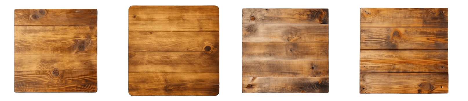 AI generated set of empty wooden on transparent background png