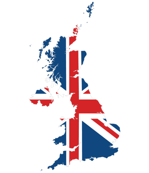 United Kingdom Regions map. Map of United Kingdom with UK national flag. png