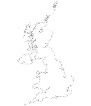 United Kingdom Regions map. Map of United Kingdom in white color png