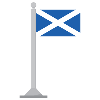 Flag of Scotland. Scotland flag on flagpole isolated png