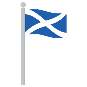 Flag of Scotland. Scotland flag on flagpole isolated png