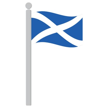 Flag of Scotland. Scotland flag on flagpole isolated vector