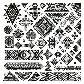 AI generated geometric tribal elements isolated on transparent background png