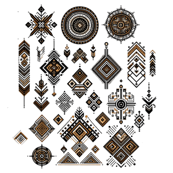 AI generated geometric tribal elements isolated on transparent background png