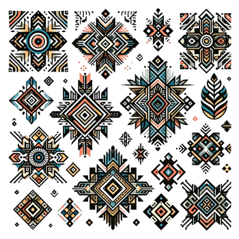 AI generated geometric tribal elements isolated on transparent background png