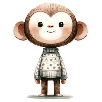 AI generated Monkey dressed in a cozy, long-sleeved sweater decorated with stars png