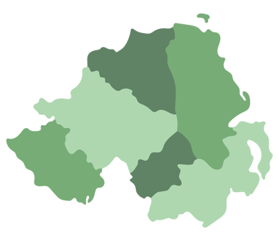 Northern Ireland map. Map of Northern Ireland divided into six main regions png