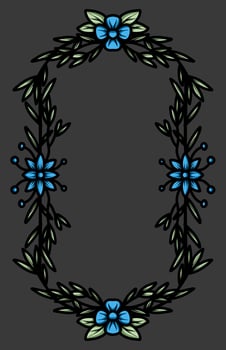 border frame with an arrangement of leaves and flowers vector
