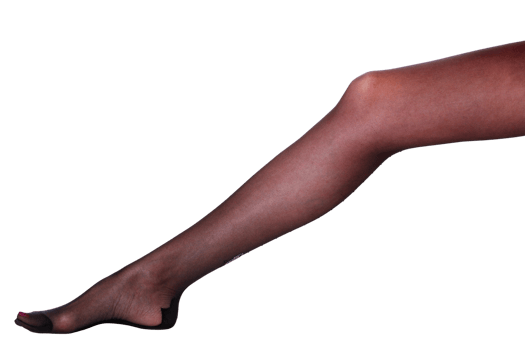 Female leg in black stockings, isolated png