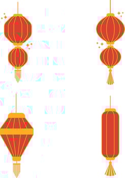 Collection of Lantern Chinese New Year. With Simple Shape. Vector Illustration.