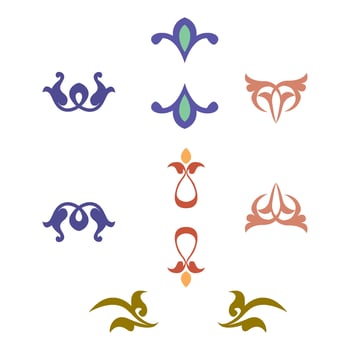 Vintage floral calligraphic floral vignette scroll corners ornamental design elements set isolated illustration vector